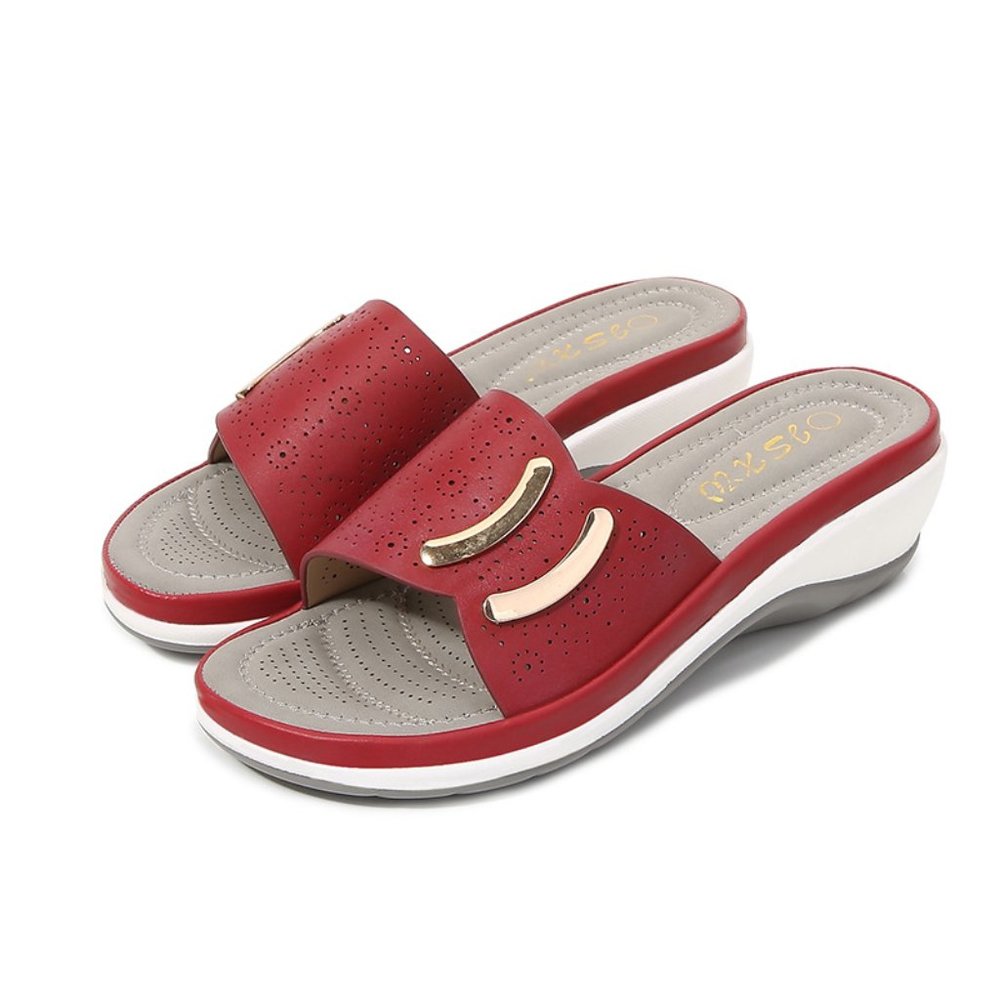NEW red slip on sandals/mules